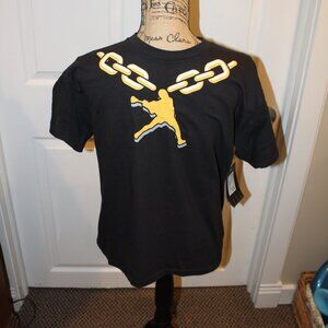 LACROSSE UNLIMITED Boy's Sleeve T-Shirt | X-Large | Black Gold Chain LAX player